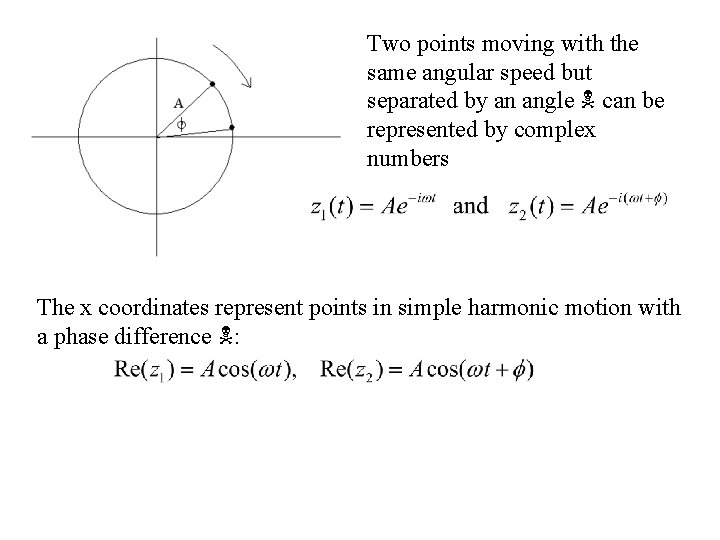Two points moving with the same angular speed but separated by an angle N