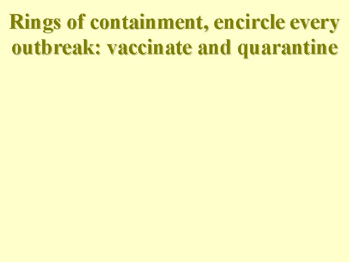 Rings of containment, encircle every outbreak: vaccinate and quarantine 