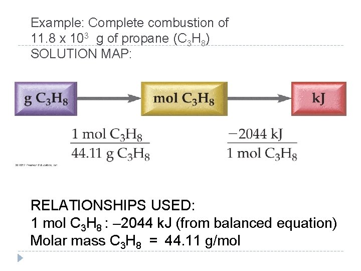 Example: Complete combustion of 11. 8 x 103 g of propane (C 3 H