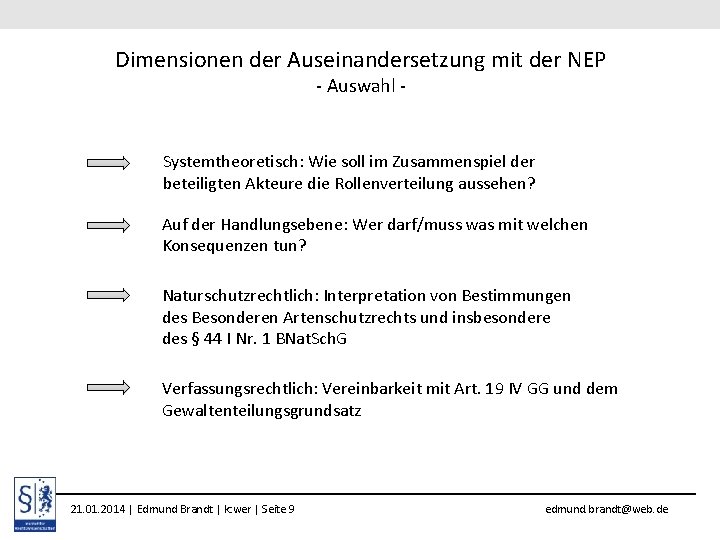 Dimensionen der Auseinandersetzung mit der NEP - Auswahl - Systemtheoretisch: Wie soll im Zusammenspiel