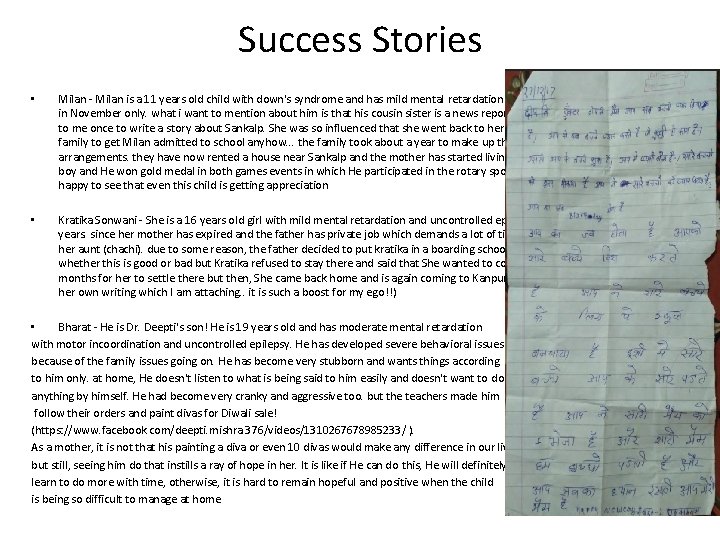 Success Stories • Milan - Milan is a 11 years old child with down's