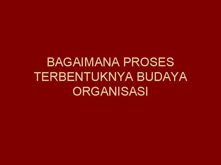 BAGAIMANA PROSES TERBENTUKNYA BUDAYA ORGANISASI 