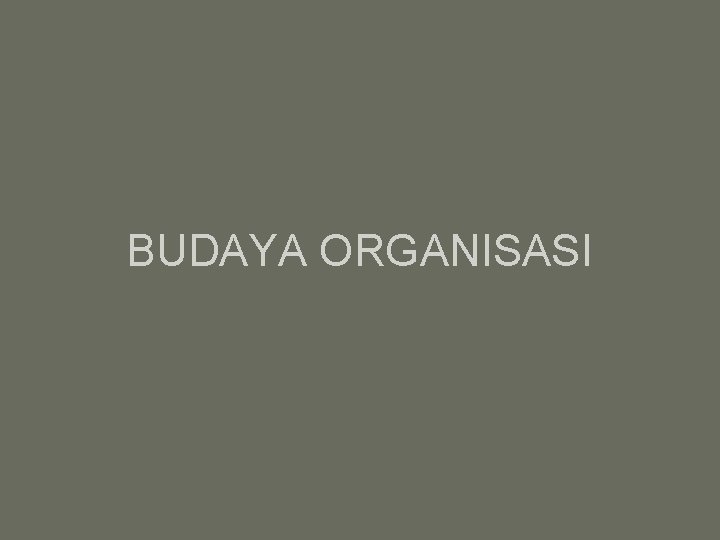 BUDAYA ORGANISASI 