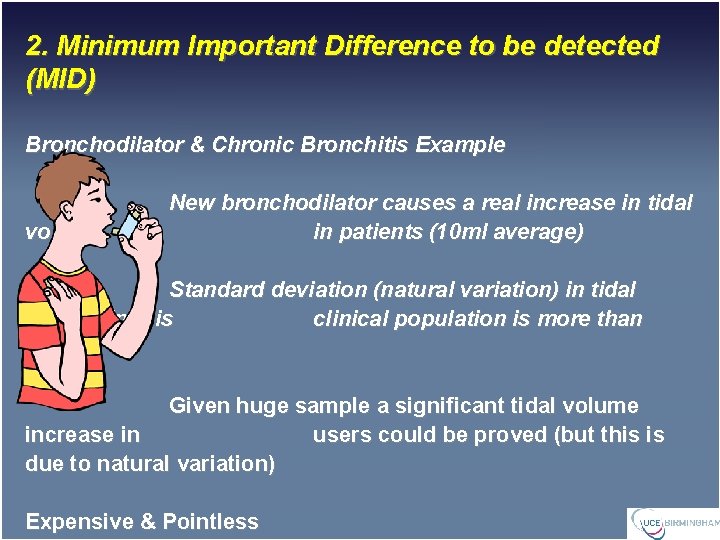 2. Minimum Important Difference to be detected (MID) Bronchodilator & Chronic Bronchitis Example volume