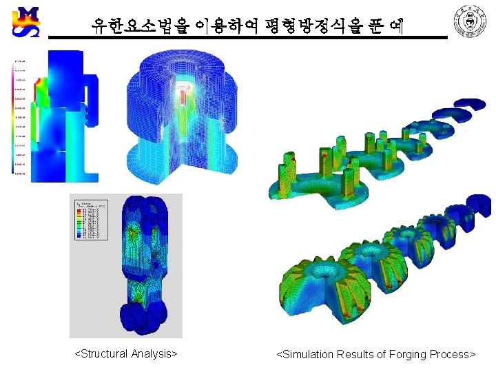 유한요소법을 이용하여 평형방정식을 푼 예 <Structural Analysis> <Simulation Results of Forging Process> 