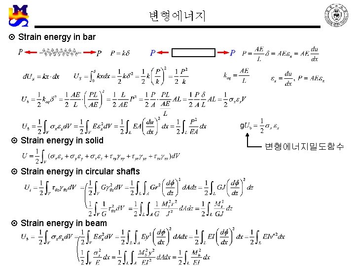 변형에너지 ¤ Strain energy in bar ¤ Strain energy in solid ¤ Strain energy