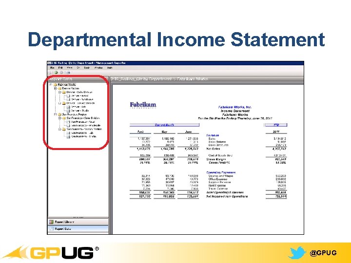Departmental Income Statement @GPUG Departmental Income Statement @GPUG