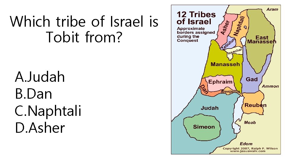 Which tribe of Israel is Tobit from? A. Judah B. Dan C. Naphtali D.
