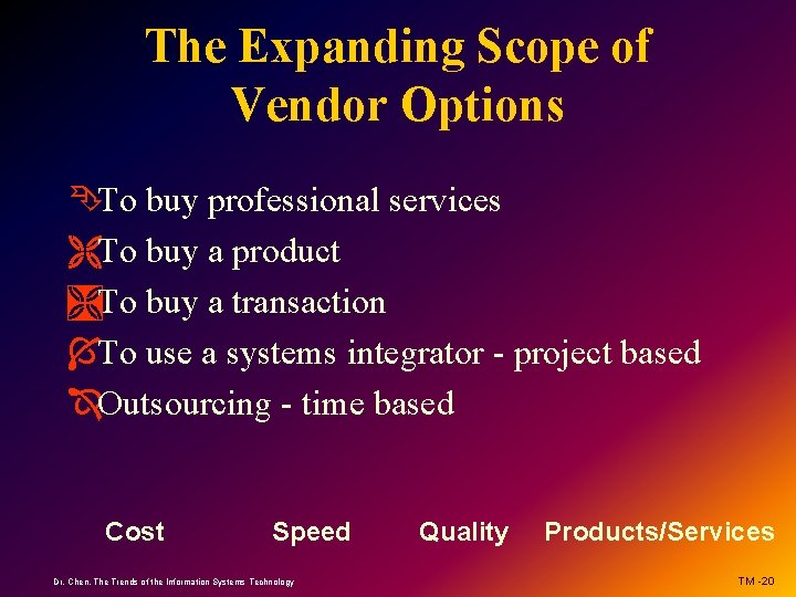 The Expanding Scope of Vendor Options ÊTo buy professional services ËTo buy a product