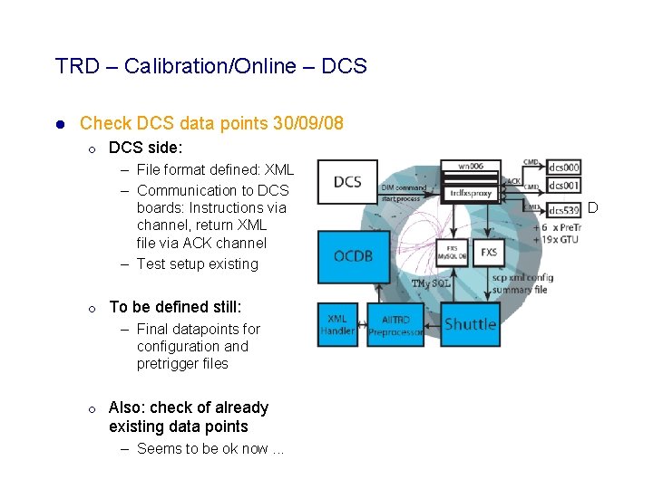 TRD – Calibration/Online – DCS l Check DCS data points 30/09/08 ¡ DCS side: