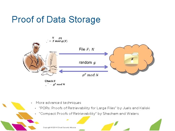Proof of Data Storage · · · · More advanced techniques § § “PORs: