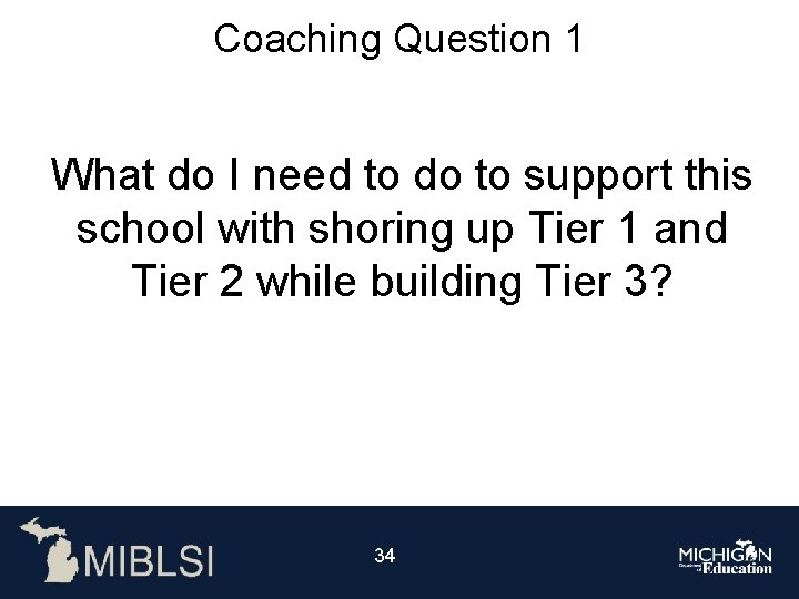 Coaching Question 1 What do I need to do to support this school with