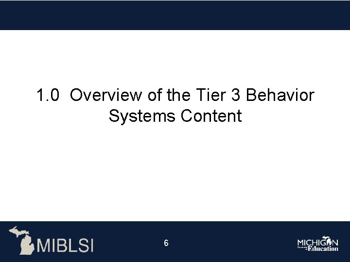 1. 0 Overview of the Tier 3 Behavior Systems Content 66 