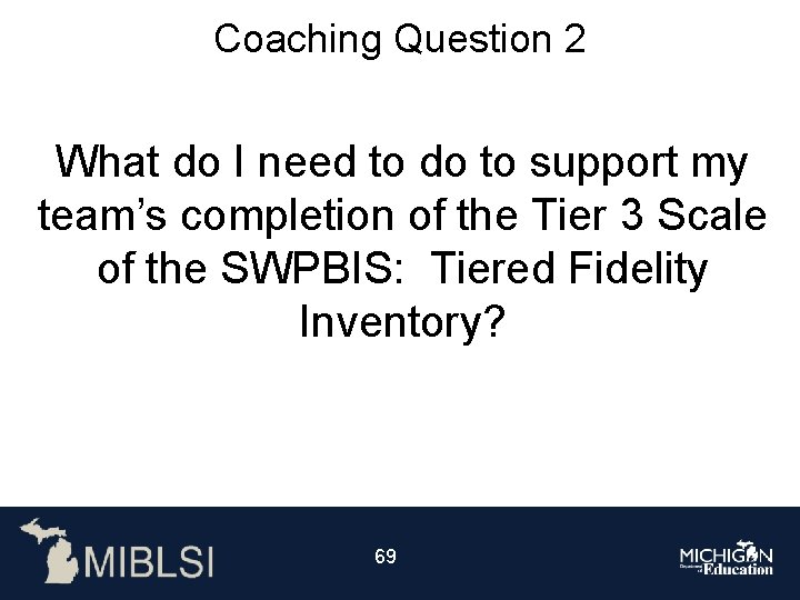 Coaching Question 2 What do I need to do to support my team’s completion