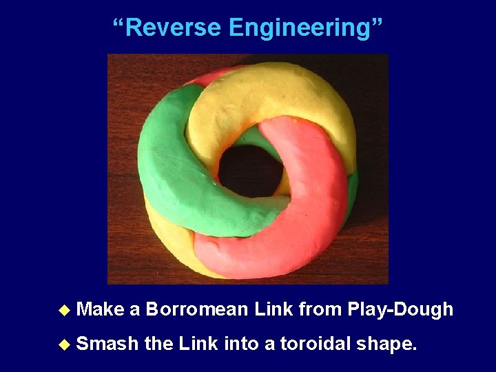 “Reverse Engineering” u Make a Borromean Link from Play-Dough u Smash the Link into