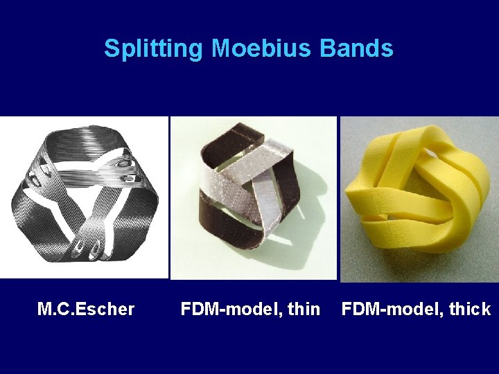 Splitting Moebius Bands M. C. Escher FDM-model, thin FDM-model, thick 