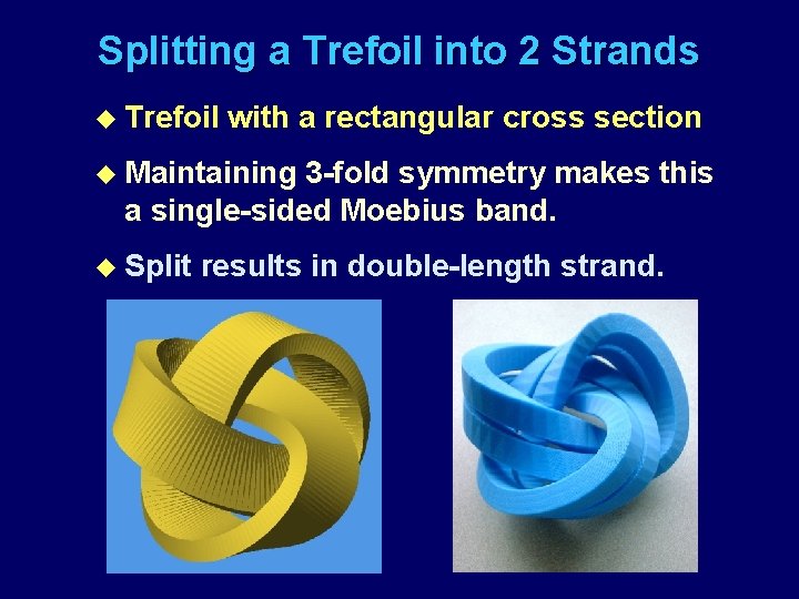 Splitting a Trefoil into 2 Strands u Trefoil with a rectangular cross section u