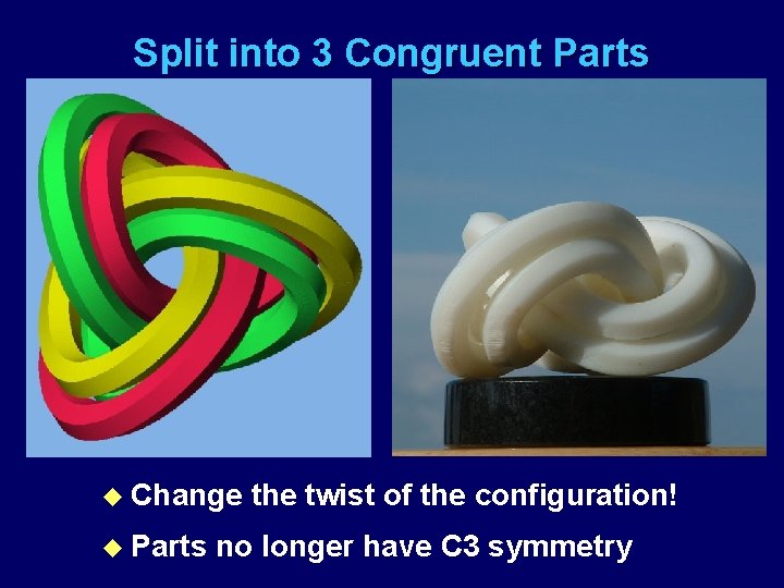 Split into 3 Congruent Parts u Change u Parts the twist of the configuration!