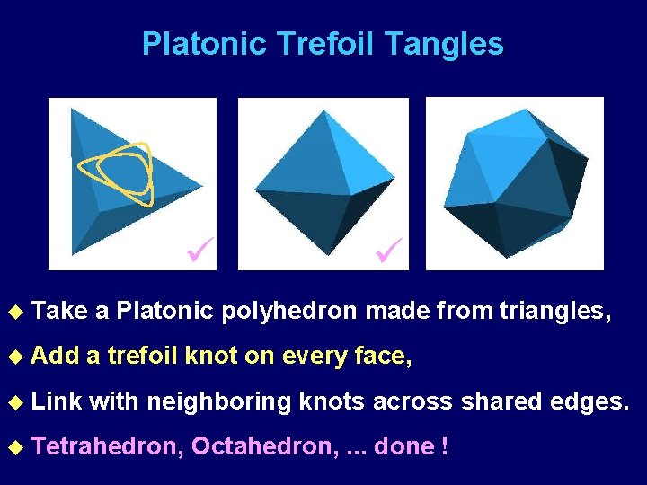 Platonic Trefoil Tangles ü u Take ü a Platonic polyhedron made from triangles, u