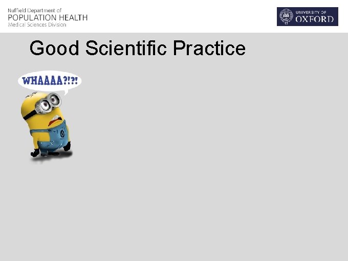 Good Scientific Practice 
