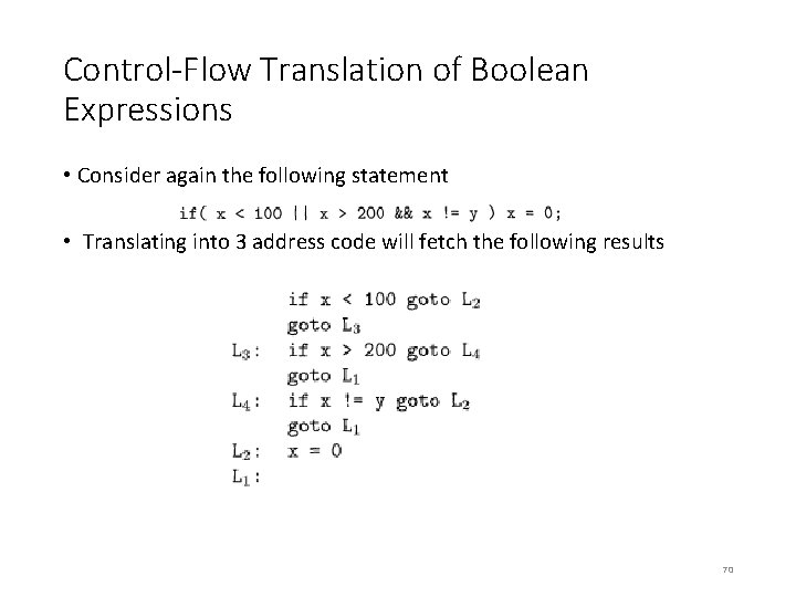 Control-Flow Translation of Boolean Expressions • Consider again the following statement • Translating into
