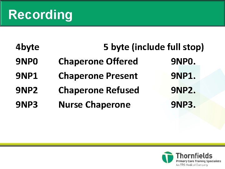 Recording 4 byte 9 NP 0 9 NP 1 9 NP 2 9 NP