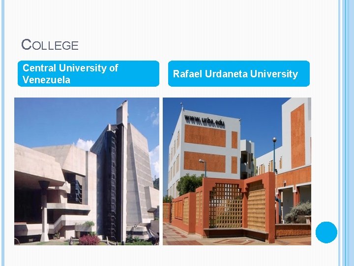 COLLEGE Central University of Venezuela Rafael Urdaneta University 