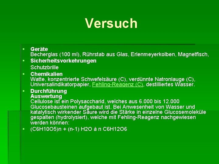 Versuch § Geräte Becherglas (100 ml), Rührstab aus Glas, Erlenmeyerkolben, Magnetfisch, § Sicherheitsvorkehrungen Schutzbrille