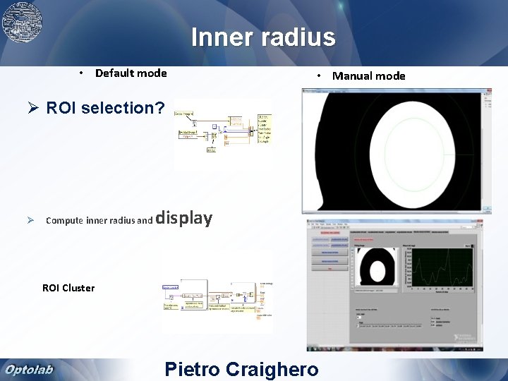 Inner radius • Default mode • Manual mode Ø ROI selection? Ø Compute inner