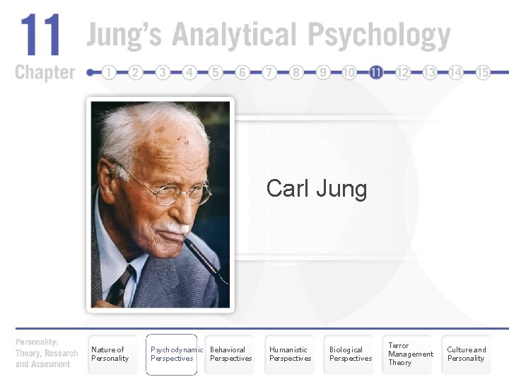Carl Jung Nature of Personality Psychodynamic Behavioral Perspectives Humanistic Perspectives Biological Perspectives Terror Management