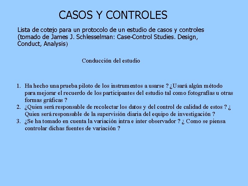 CASOS Y CONTROLES Lista de cotejo para un protocolo de un estudio de casos