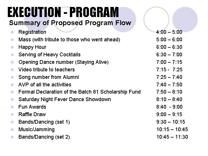 EXECUTION - PROGRAM Summary of Proposed Program Flow l l l l Registration Mass