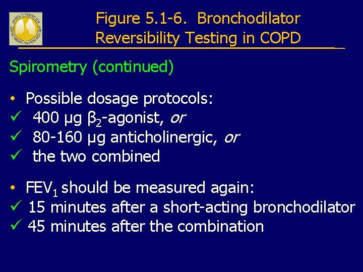 Figure 5. 1 -6. Bronchodilator Reversibility Testing in COPD Spirometry (continued) • Possible dosage