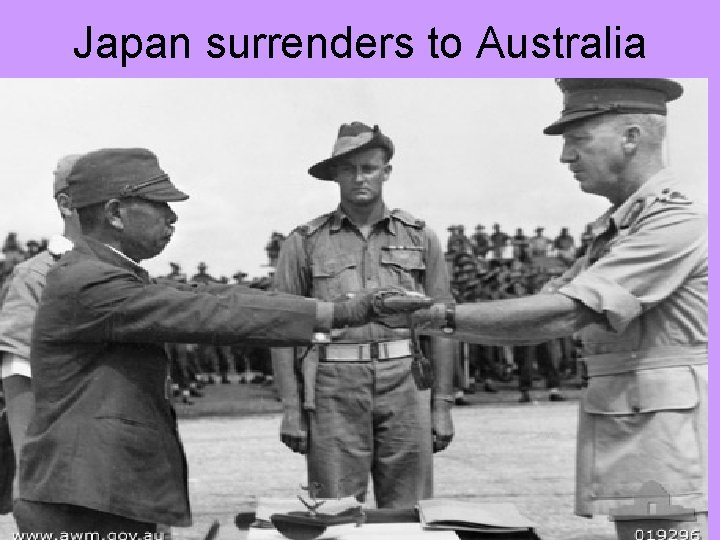 Japan surrenders to Australia Japan surrenders to Australia