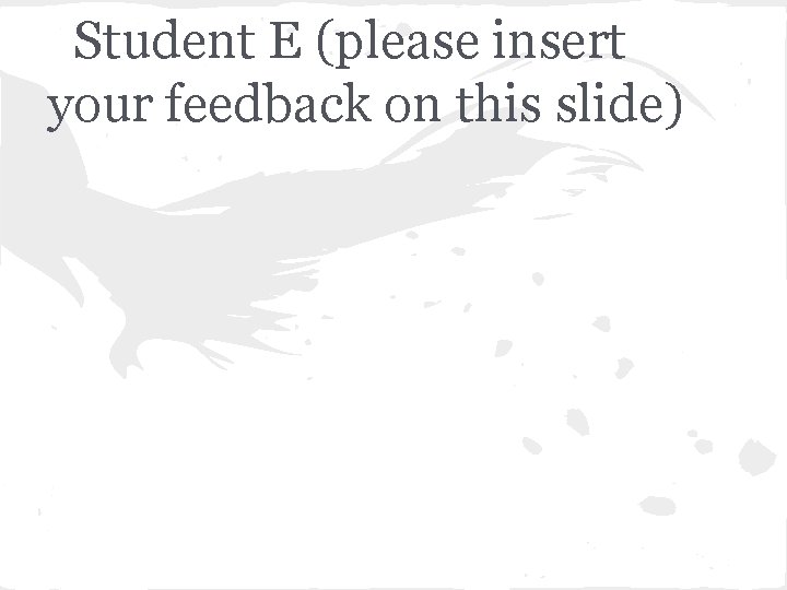 Student E (please insert your feedback on this slide) 