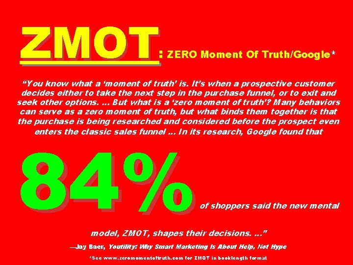 ZMOT : ZERO Moment Of Truth/Google* “You know what a ‘moment of truth’ is.