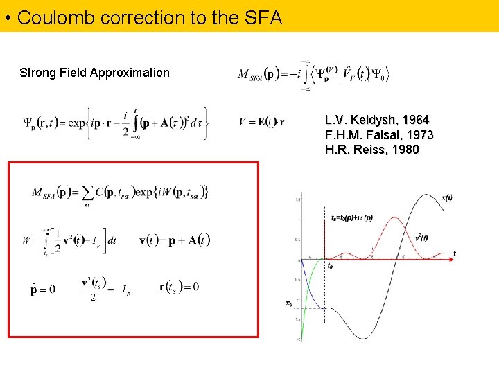  • Coulomb correction to the SFA Strong Field Approximation L. V. Keldysh, 1964