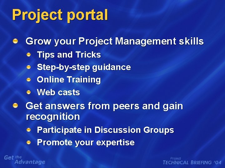 Project portal Grow your Project Management skills Tips and Tricks Step-by-step guidance Online Training