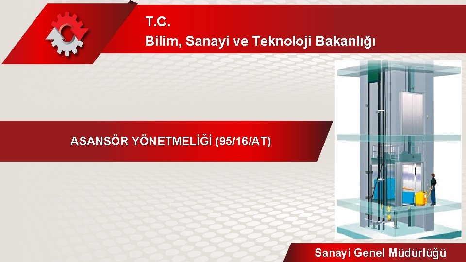 T. C. Bilim, Sanayi ve Teknoloji Bakanlığı ASANSÖR YÖNETMELİĞİ (95/16/AT) Sanayi Genel Müdürlüğü 