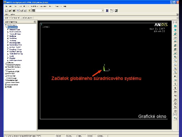 Začiatok globálneho súradnicového systému Grafické okno 15 