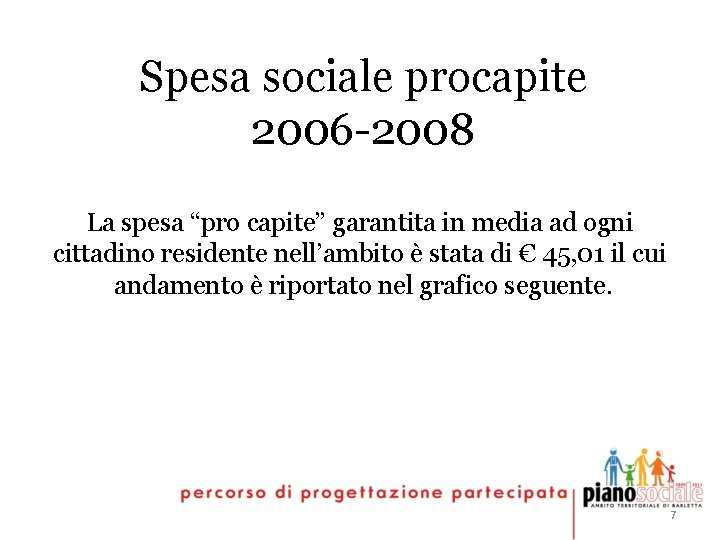 Spesa sociale procapite 2006 -2008 La spesa “pro capite” garantita in media ad ogni