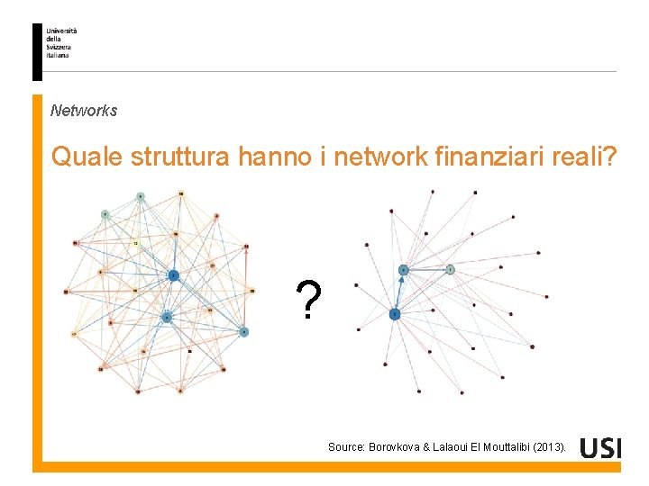 Networks Quale struttura hanno i network finanziari reali? ? Source: Borovkova & Lalaoui El