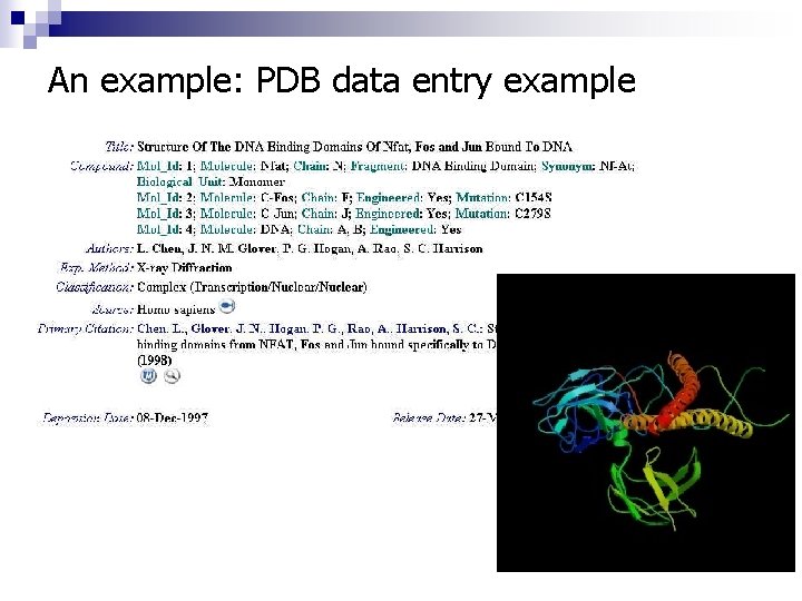 An example: PDB data entry example 