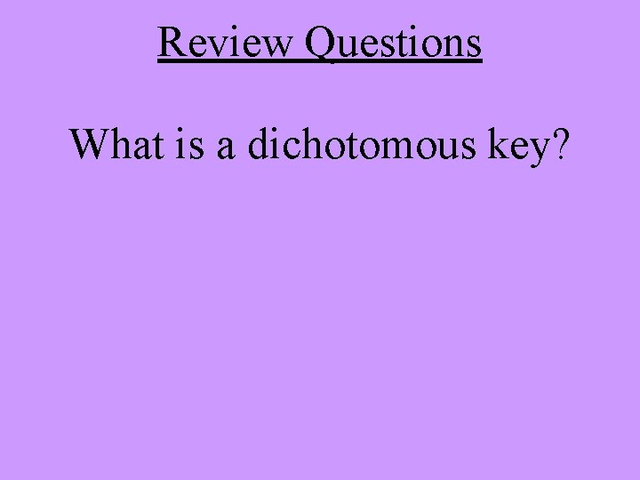 Review Questions What is a dichotomous key? 