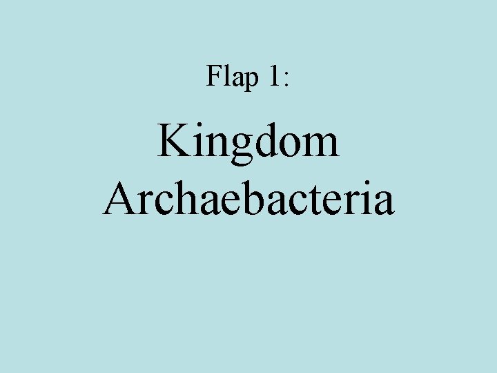 Flap 1: Kingdom Archaebacteria 