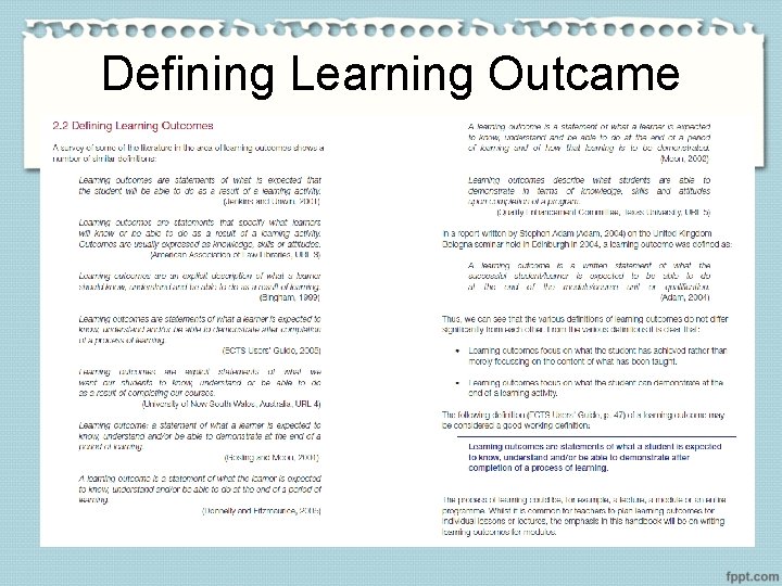 Defining Learning Outcame 