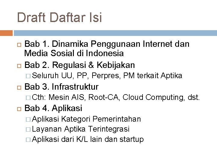 Draft Daftar Isi Bab 1. Dinamika Penggunaan Internet dan Media Sosial di Indonesia Bab