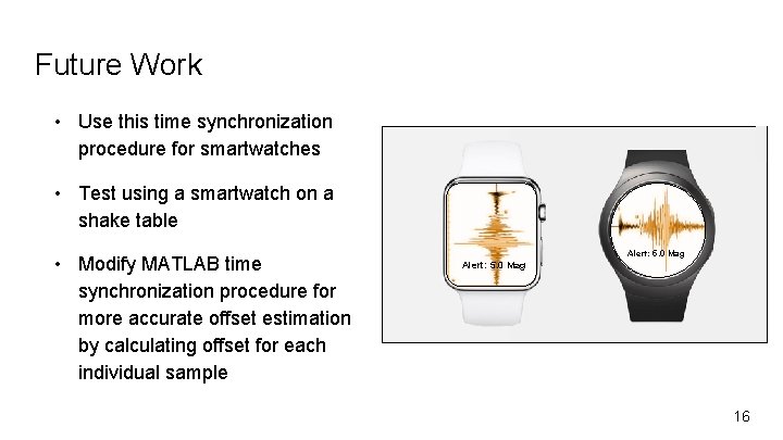 Future Work • Use this time synchronization procedure for smartwatches • Test using a