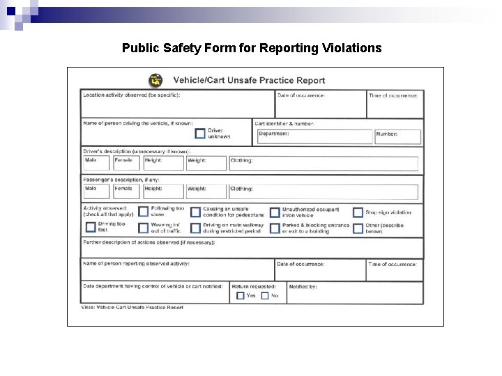 Public Safety Form for Reporting Violations 