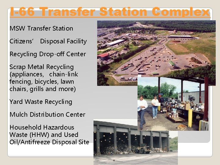 I-66 Transfer Station Complex MSW Transfer Station Citizens’ Disposal Facility Recycling Drop-off Center Scrap